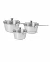 Cristel 3 Pc Stainless Steel Saucepans With Lids Set In No Color