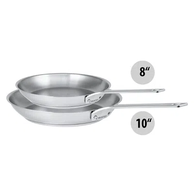 Cristel 1826 Collection 2 Pc Stainless Steel Frypan Set In Silver