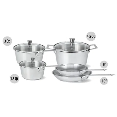 Cristel 1826 Collection 8 Piece Stainless Steel Cookware Set In Metallic