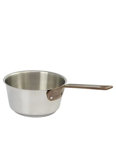 Cristel 1826 Collection Saucepan Without Lid With Limited Edition Antique Brass Handle, 3 Qt. In Silver