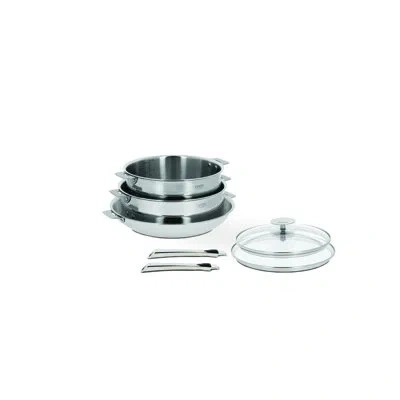 Cristel Casteline 7 Piece Stainless Steel Cookware Set In Silver