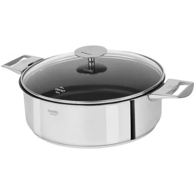 Cristel Casteline Non Stick Saute Pan With Lid In Silver
