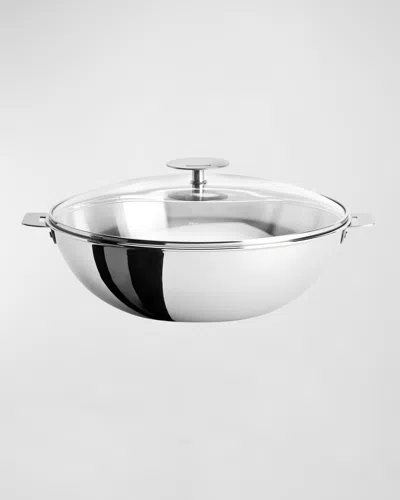 Cristel Casteline Wok With Domed Glass Lid, 4 Qt. In Metallic
