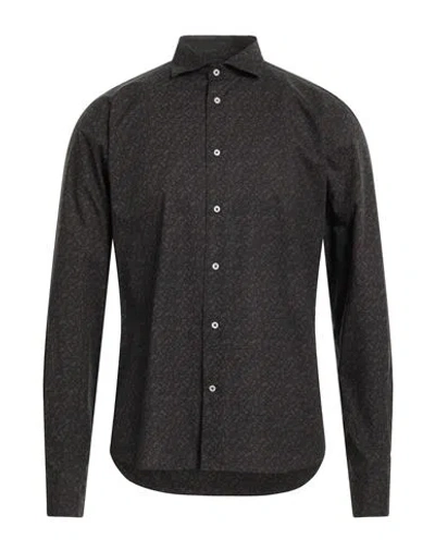 Cristiani Man Shirt Khaki Size 15 ¾ Cotton In Black