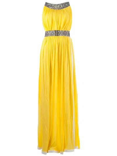 Cristiano Burani Lace Trimmed Dress In Yellow