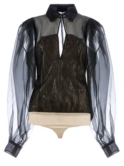 Cristiano Burani Sheer Lace Blouse In Black