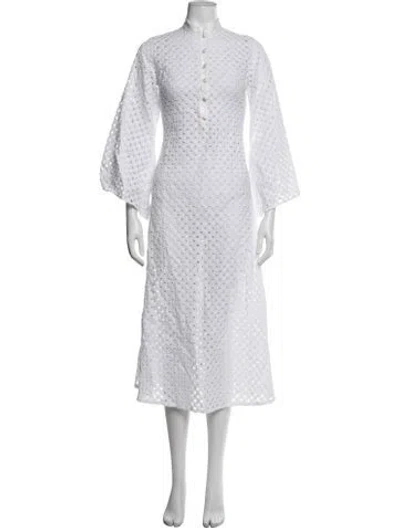 Pre-owned Cristiano Marcheli Lace Pattern Midi Length Dress In White