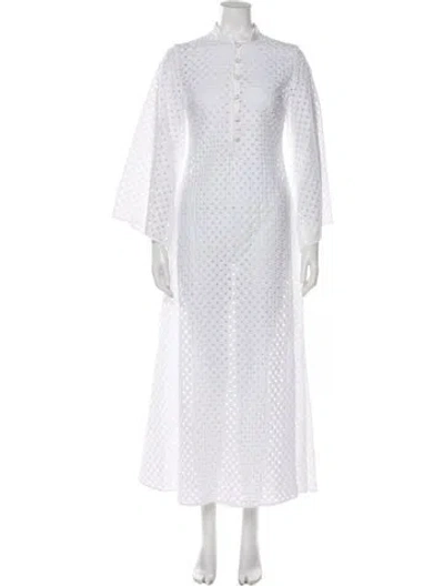 Pre-owned Cristiano Marcheli Polka Dot Print Long Dress In White