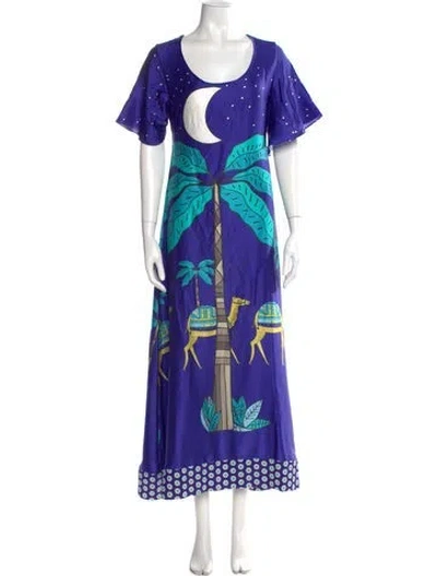 Pre-owned Cristiano Marcheli Silk Long Dress In Blue