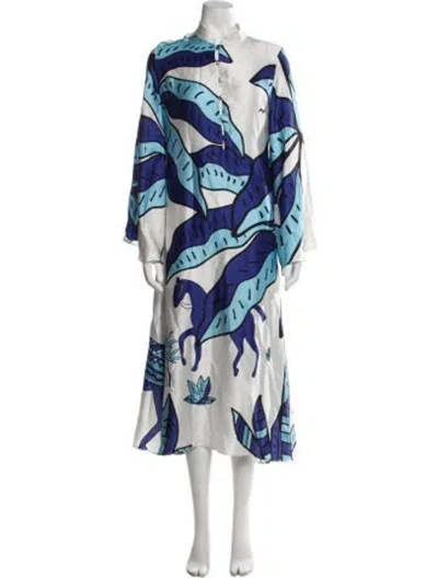 Pre-owned Cristiano Marcheli Silk Long Dress In Blue