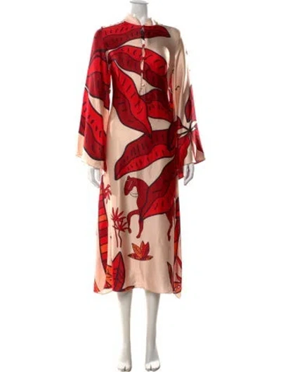 Pre-owned Cristiano Marcheli Silk Midi Length Dress In Red