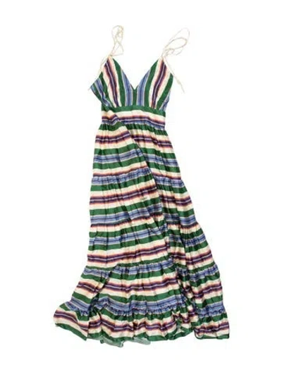 Pre-owned Cristiano Marcheli Striped Long Dress In Multicolor