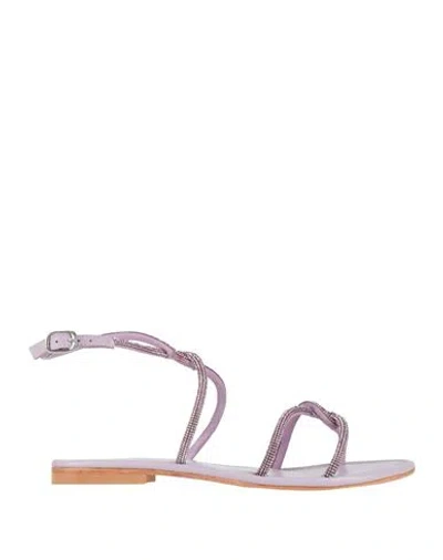 Cristin Woman Sandals Lilac Size 8 Leather In Purple