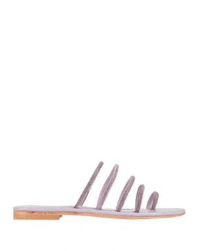 Cristin Woman Thong Sandal Lilac Size 8 Leather In Purple