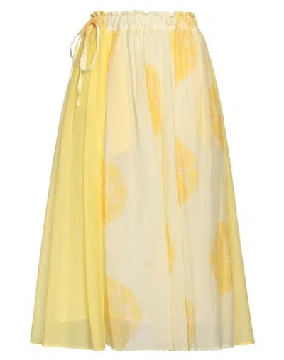 Cristina Beautiful Life Woman Midi Skirt Pastel Yellow Size M Cotton, Silk