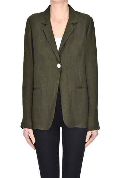 Cristina Bonfanti Linen Blazer In Dark Green