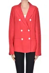 Cristina Bonfanti Linen Double-breasted Blazer In Red