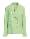 Cristina Bonfanti Woman Blazer Light Green Size 8 Linen
