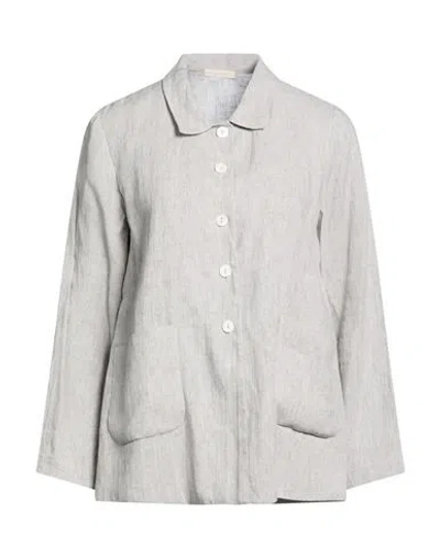 Cristina Bonfanti Woman Jacket Grey Size 8 Linen In Multi