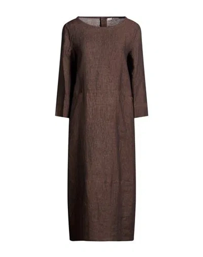 Cristina Bonfanti Woman Midi Dress Brown Size 8 Linen