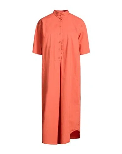Cristina Bonfanti Woman Midi Dress Orange Size S Cotton, Elastane
