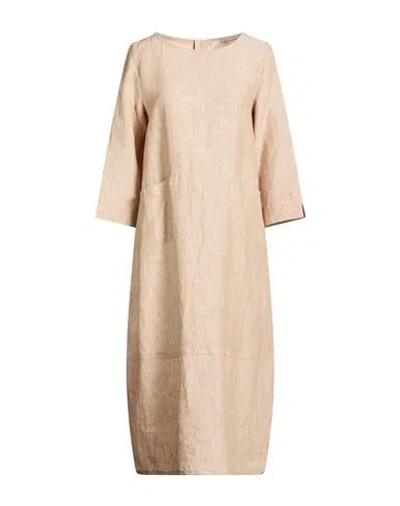 Cristina Bonfanti Woman Midi Dress Sand Size 6 Linen
