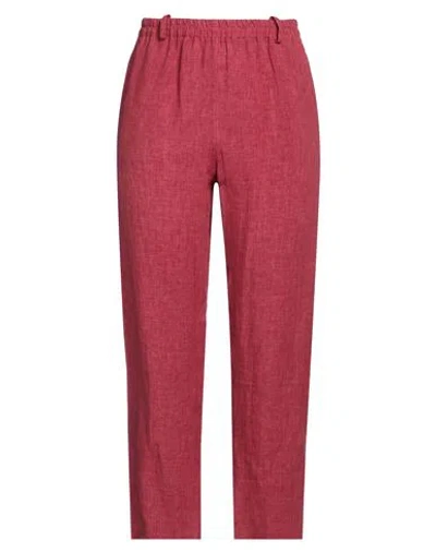 Cristina Bonfanti Woman Pants Brick Size 10 Linen In Red