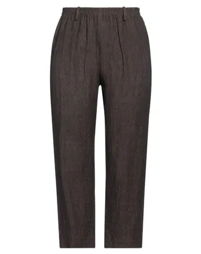 Cristina Bonfanti Woman Pants Chocolate Brown Size 12 Linen