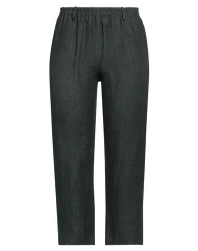 Cristina Bonfanti Woman Pants Dark Green Size 12 Linen