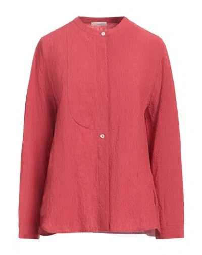 Cristina Bonfanti Woman Shirt Brick Size 12 Linen In Red