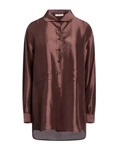 Cristina Bonfanti Woman Shirt Chocolate Brown Size S Silk