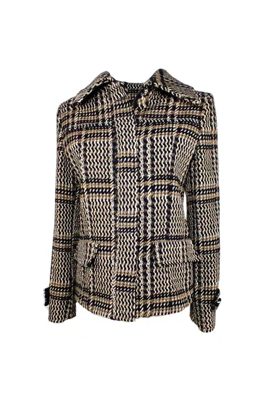Cristina-effe Women's Jacket Cristina Effe Jacket With Black-white-beige Pattern In Multicolor