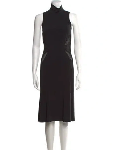 Pre-owned Cristina Gavioli Mock Neck Midi Length Dress In Black