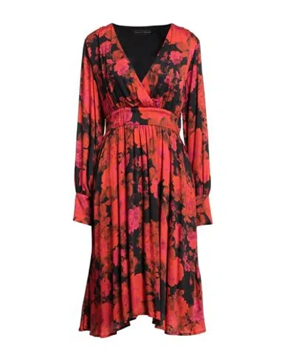 Cristina Gavioli Woman Midi Dress Red Size 10 Viscose, Polyester