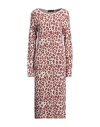 Cristina Gavioli Woman Midi Dress Rust Size M Viscose, Elastane In Red