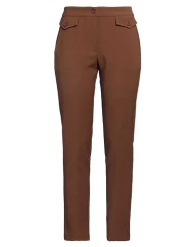 Cristina Gavioli Woman Pants Brown Size 8 Polyester, Viscose, Elastane, Acetate