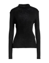 Cristina Gavioli Woman Turtleneck Black Size M Viscose, Polyester In Black