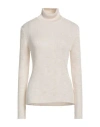 Cristina Gavioli Woman Turtleneck Cream Size S Viscose, Polyester In White