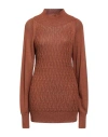 Cristina Gavioli Woman Turtleneck Tan Size S Viscose, Polyester, Polyamide In Brown