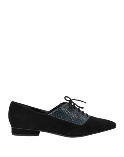 Cristina Millotti Woman Lace-up Shoes Black Size 7 Leather