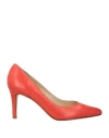 Cristina Millotti Woman Pumps Tomato Red Size 8 Leather In Orange
