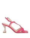 Cristina Millotti Woman Sandals Fuchsia Size 6 Leather In Pink