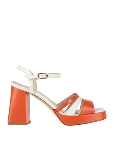 Cristina Millotti Woman Sandals Orange Size 6 Leather