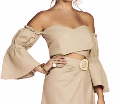 Cristina Sabatini Alaia Off Shoulder Crop Top In Natural In White