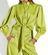 Cristina Sabatini Alessia Long Sleeve Blouse In Lime In Multi