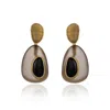 Cristina Sabatini Dual Drop Resin Earring In Black In Black
