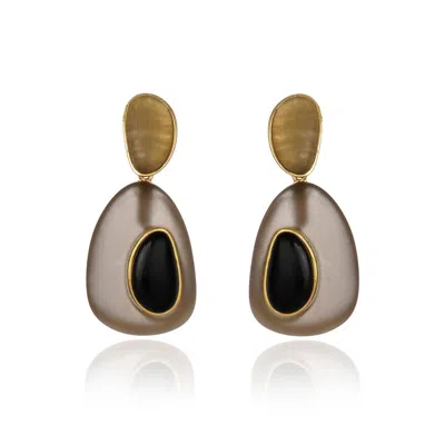Cristina Sabatini Dual Drop Resin Earring In Black