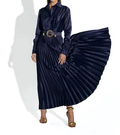 Cristina Sabatini Flora Collared Maxi Dress In Navy In Blue