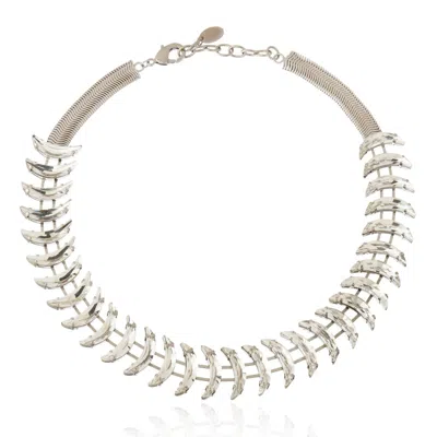 Cristina Sabatini Helene Moon Choker In Crystal/silver In Multi