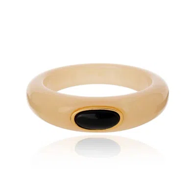 Cristina Sabatini Resin Drop Bangle Bracelet In Sand/black In Gold